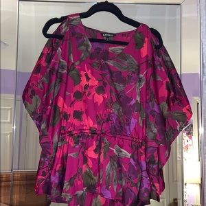 Satin Floral Cold Shoulder Top